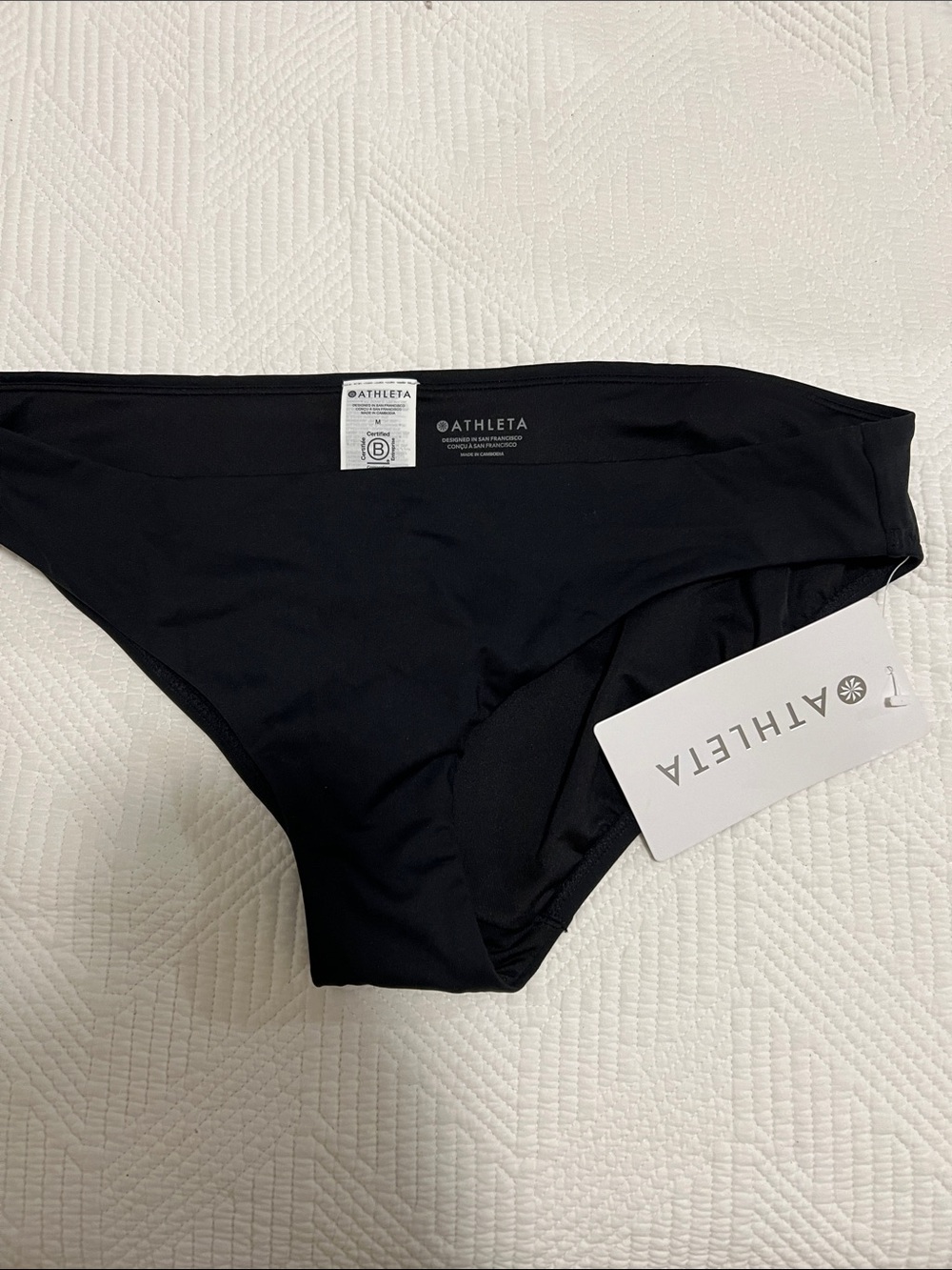 NWT Athleta “Clean Swim” Black Bikini Bottoms size Medium